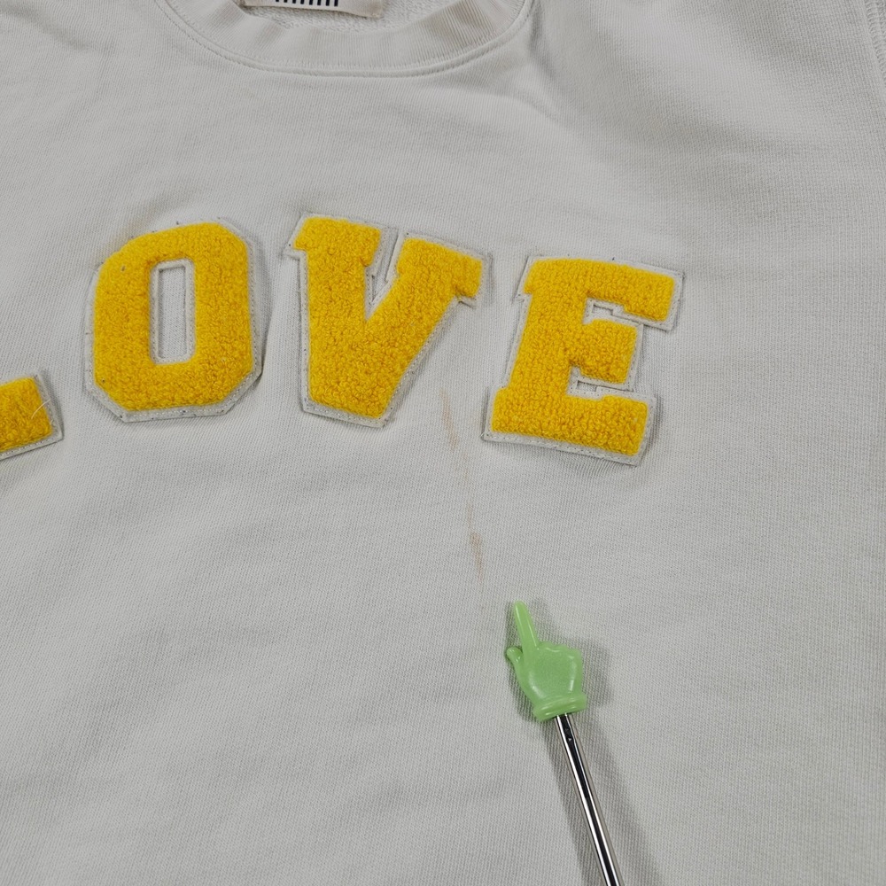 Tory Sport Sweatshirt Womens XL Off White Love Chenille Applique Pullover - Picture 2 of 13